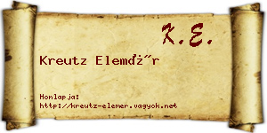 Kreutz Elemér névjegykártya